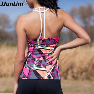 Women Yoga Top Shirt Hollow Strap Back