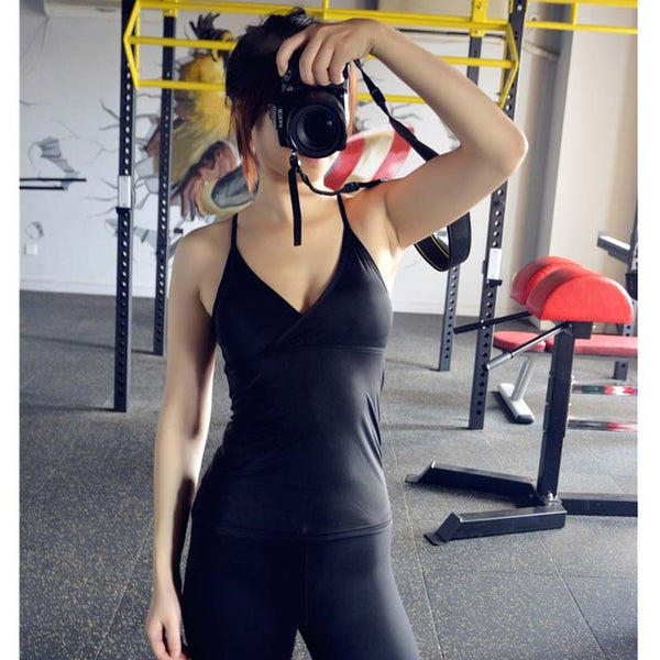 Sexy Padded Tight Yoga Vest  Women Sleeveless