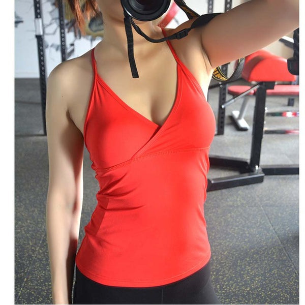Sexy Padded Tight Yoga Vest  Women Sleeveless